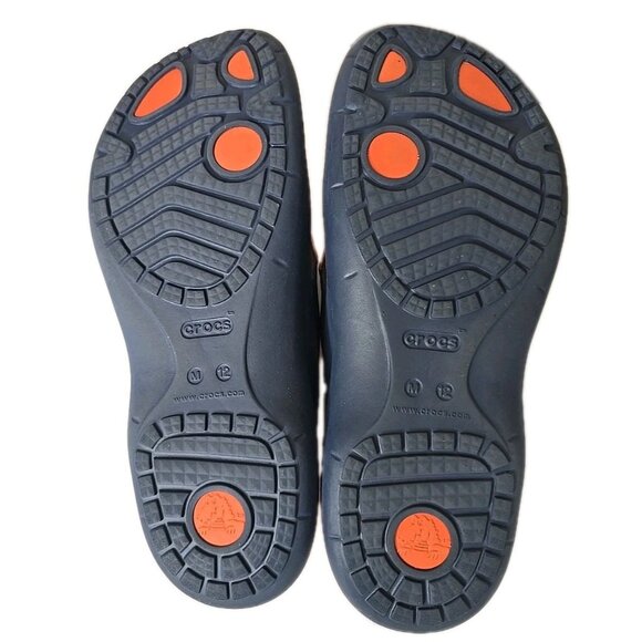 Crocs Orange Blue Modi Dual Comfort Sport Flip Flops Men’s Size 12 Broncos - Picture 5 of 7